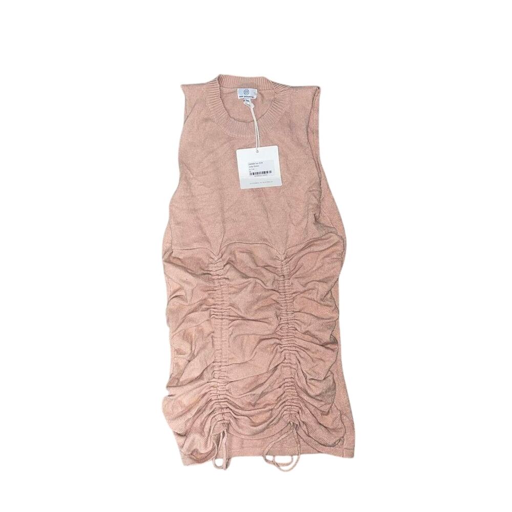 Tan ruched mini dress